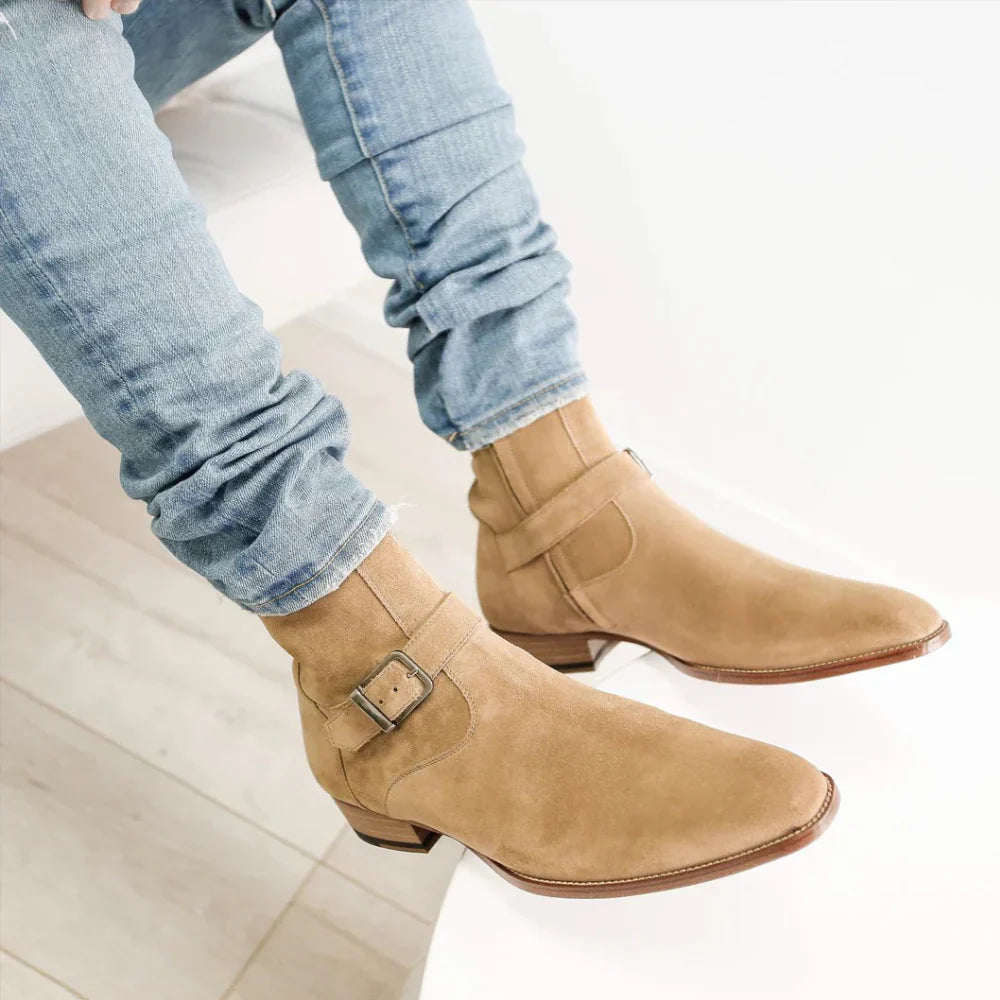 Men's Beige Suede Ankle High Jodhpur Boots
