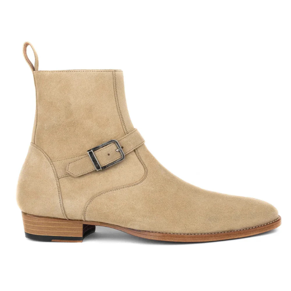 Men's Beige Suede Ankle High Jodhpur Boots