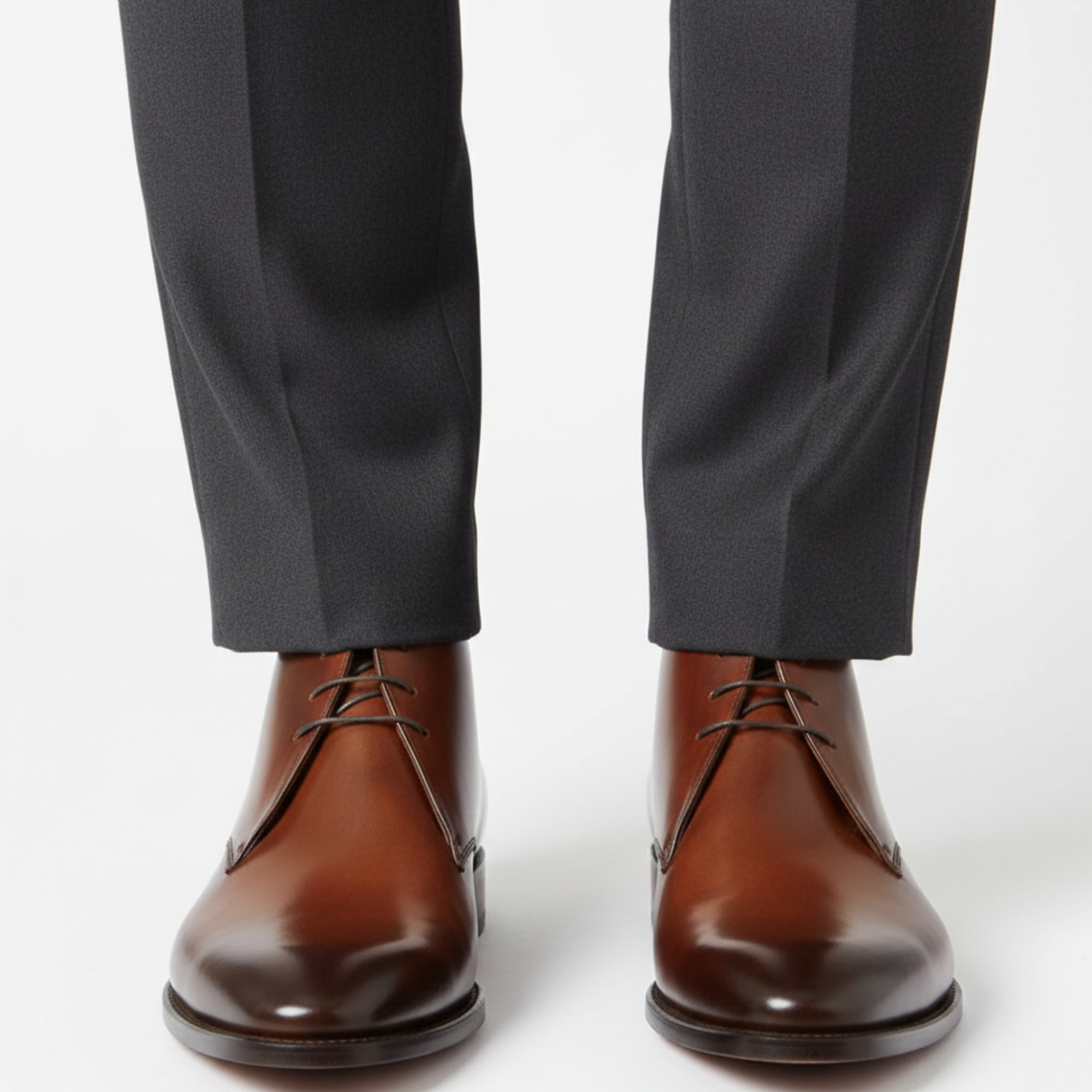 Handmade Men's Brown Leather Ankle High Chukka Boots